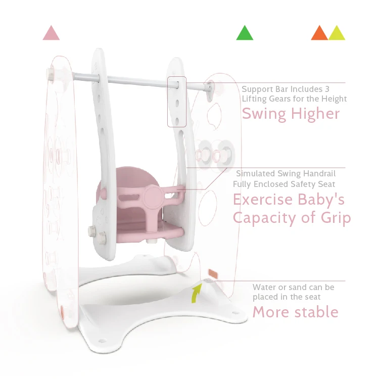 ABST Wholesale baby playground equipment play set folding plastic indoor kids slide and swing