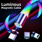 Luminous magnetic cable flowing light magnetic cable 3 in 1 Magnetic phone Charging Cable For Android Type C IOS