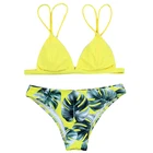 Trendy Leaf Print Push Up Bikini Sexy Plus Size Women Swimwear