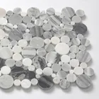 Marmala white penny round marble mosaic tile bathroom and kitchen backsplash wall tile