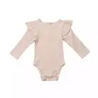 100% Cotton Rib Baby Girl Bodysuit Long Sleeve Rompers With Ruffles Fleece