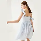 Summer Solid Color Sling Womens Casual Dress Sexy Lotus Leaf Dresses