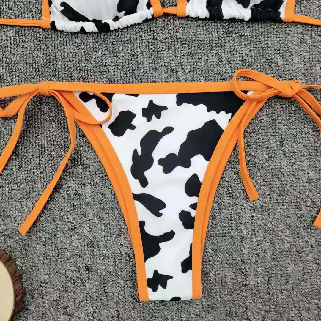 2020 New Cow Binding Bandage Bikini Set Halter Women Swimsuits Bandage