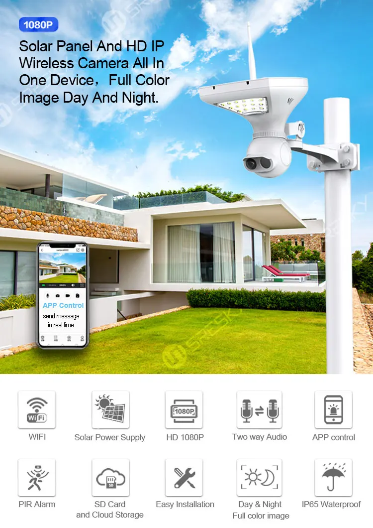 Safe ip solar wifi waterproof camera 2020 solar garden camera with solar light