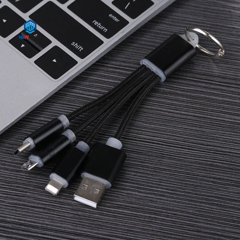 NaBoWei free shipping 3 in 1 nylon braided usb cable charger for iphone type c V8 3in1 usb cable - ANKUX.COM