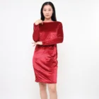 Ladies Fashion Casual Solid Long Sleeve Bodycon Midi Dress