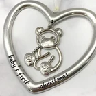 Newborn Boys And Girls Holiday Jingles Baby's First Christmas Ornament Nickel Plated Teddy Bear Heart Ornament
