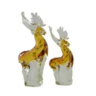 Set Of 2 murano style glass Deer Figurine Statue for Home Christmas Decoration and Gift
