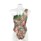 One Shoulder Flowers One Piece Swimsuit High Cut Swimwear Ladies Bathing Suits
