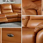 Leather Sofa Leather YASITE High Quality Functional L Shape Recliner Brown Leather Sofa Set