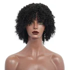 Brazilian Hair None lace 150% Density Natural Color Curly Machine Made Short Human Hair Wigs