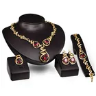 2019 fashion sell usa party ruby hollow shape gold plate earrings wedding gift jewelry sets