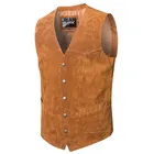 Men's Genuine Leather Cowboy Vest Real leather vintage Vest Men