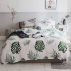 Green plant monstera leaves nordic simple bedding set duvet cover set 100% cotton