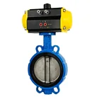 control valve DIN DN100 Ductile iron Resilient Seat Double wafer pneumatic actuators Full Rubber butterfly Valve