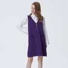Women Casual Style Sleeveless Knit Sweater Dress Pullover Zipper Up Vest Sweater Dress