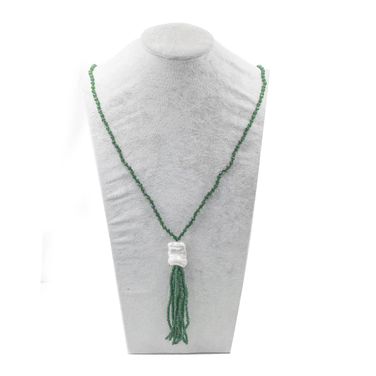 El último diseño de joyería de perlas de collar de cadena de cristal y Perla de moda con cuentas de collar