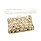 WHS Hot sale rhinestone crystal gold clutch metal evening bag
