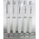 Pearl white crystal pen with laser logo on clip as luxury office gifts P10231