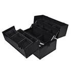 Aluminum Train Aluminum Aluminum Makeup Cosmetic Train Case Storage Organizer Box Lockable With Strap Black