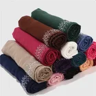 2019 New Women Cotton Scarf With Diamond Plain Pearls Female Hijab Scarves Shawl Bead Wrap Muslim Hijabs