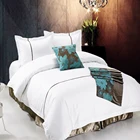 hotel luxury 300T 100% cotton sateen 4 pcs bed sheet set plain white hotel bedding