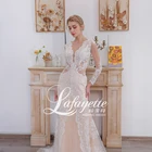 real photo Elegant Appliques Mermaid wedding gown Long Floor-length Modest Bridal Gown Lace Wedding Dresses 2020