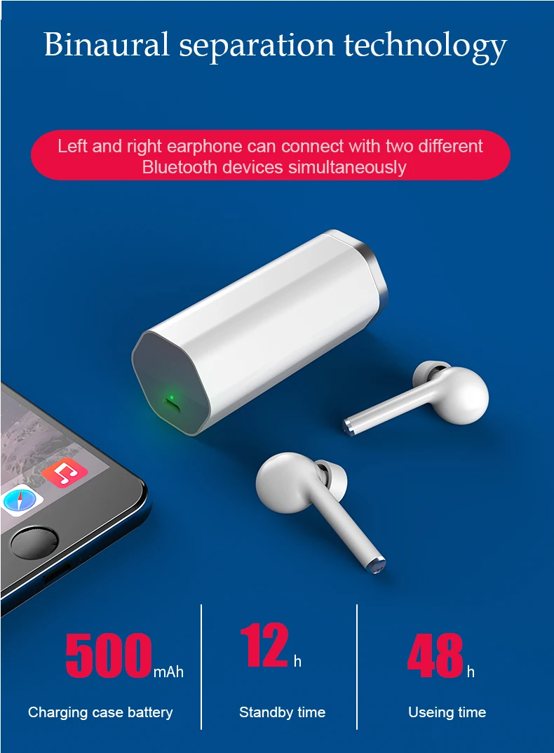 Sports Earphones Gym Running, HD Stereo Headset w/Mic, wireless charging Battery Noise Cancelling Earbuds with Bluetooth - ANKUX.COM