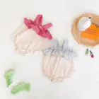 Baby Girl Rompers Ruffle Romper Summer Bow Baby Girl Rompers Suspender Baby Ruffle Knit Romper