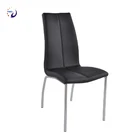 Cheap luxury restaurant furniture black pu leather seat metal leg dining chair