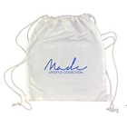 Promotional white personalize cotton canvas drawstring bag with customized logo