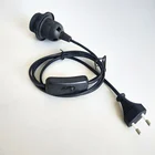 EU 2 pin plug H03VVH2-F 2*0.75MM2 European CE VDE Standard electric cord 303 switch E27 plastic lamp holder