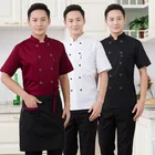 HIgh quality Half Sleeve Poly Cotton Fabric Kitchen Chef Coat Italian Chef Uniform