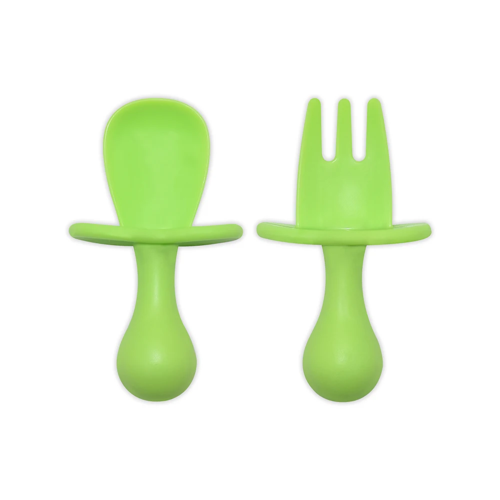 BHD Anti-Choke BPA Free First Training Independent Feeding Toddler Infant Plastic Utensils Mini Baby Spoon and Fork details