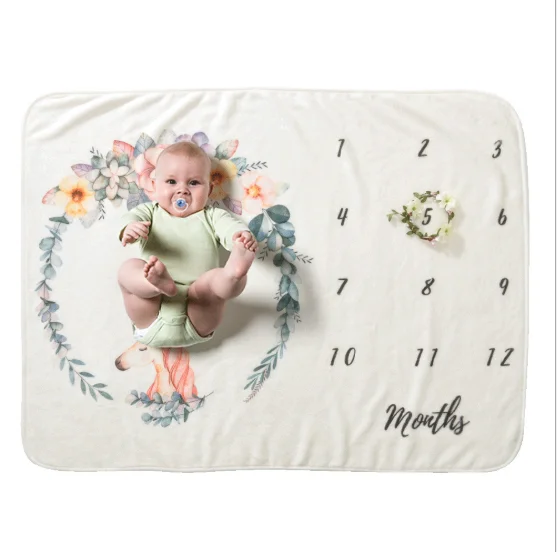 product hand made  cute modern baby kids throw blanket swaddle monthly photography milestone plush rectangular rj11206-66