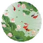 Quick Delivery Wedding Favors Gifts Flowers and Birds Drawing Straight Bamboo Frame Paper Parasols Japanese Silk Umbrella