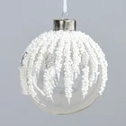 New design white snow pattern Christmas Tree Decoration 8cm matte transparent Christmas ball