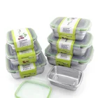 Square Korean Style Plastic Lid Leak Proof 304 Stainless Steel Freshness Preservation Food Storage Container Box