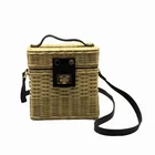 Vintage stylish design customized color handmade rattan woven suitcase shoulder bag