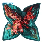 Solid Color Square 90*90cm Plain Satin Silk Headwear Hijab Scarf