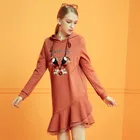 OEM&ODM design long sleeve hooded collar embroidery ruffles casual mini dress