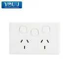 YOUU Ideal 3 Gang 2 Way Wall Mounted Push Button Electrical Plugs Switch Socket