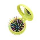 2019 Portable Cute hair brush with mirror Mini Folding Comb Airbag Massage Round Travelling Hair brush With Mirror