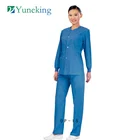 Yuneking Custom High Quality Cotton Polyester Hospital Medical Dental Uniform Unisex Snap Front Warm-Up Scrub Jacket Set