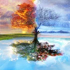 Four Season Tree of Life Custom Handmade Art Oil Abstract Decorative Wall Canvas Painting by Numbers For Living Roon Wall