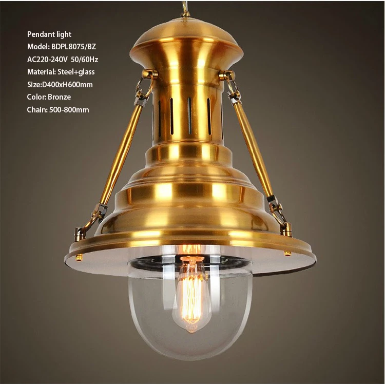 Restaurant bar cafe industrial vintage black gold silver E27 iron pendant lamp