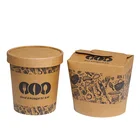 Customized food packaging for paper soup cup PE coated paper soup bowl kraft lunch box