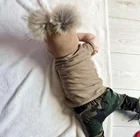 fashionable new design kids style winter warm hat baby mink fur pompom knitted