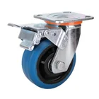 blue heavy duty castor wheel total lock 200mm rubber caster wheel