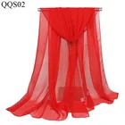 Wholesale women plain hijab muslim head wrap shawls solid colour Silk scarf long chiffon stoles